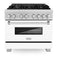 36 In. 4.6 Cu. Ft. Legacy Dual Fuel Range With 6 Burner Gas Cooktop And Electric Convection Oven In Satin Stainless Steel And White Matte Door