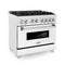 36 In. 4.6 Cu. Ft. Legacy Dual Fuel Range With 6 Burner Gas Cooktop And Electric Convection Oven In Satin Stainless Steel And White Matte Door