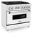36 In. 4.6 Cu. Ft. Legacy Dual Fuel Range With 6 Burner Gas Cooktop And Electric Convection Oven In Satin Stainless Steel And White Matte Door