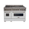 48 In. 6.0 Cu. Ft. Legacy Dual Fuel Range With 7 Burner Gas Cooktop And 2 Electric Ovens In Satin Stainless Steel And White Matte Doors