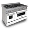 48 In. 6.0 Cu. Ft. Legacy Dual Fuel Range With 7 Burner Gas Cooktop And 2 Electric Ovens In Satin Stainless Steel And White Matte Doors
