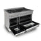48 In. 6.0 Cu. Ft. Legacy Dual Fuel Range With 7 Burner Gas Cooktop And 2 Electric Ovens In Satin Stainless Steel And White Matte Doors
