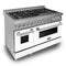 48 In. 6.0 Cu. Ft. Legacy Dual Fuel Range With 7 Burner Gas Cooktop And 2 Electric Ovens In Satin Stainless Steel And White Matte Doors