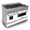 48 In. 6.0 Cu. Ft. Legacy Dual Fuel Range With 7 Burner Gas Cooktop And 2 Electric Ovens In Satin Stainless Steel And White Matte Doors