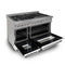 48 In. 6.0 Cu. Ft. Legacy Dual Fuel Range With 7 Burner Gas Cooktop And 2 Electric Ovens In Satin Stainless Steel And White Matte Doors
