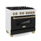 Autograph Edition 36 In. 4.6 Cu. Ft. Legacy Dual Fuel Range With 6 Burner Gas Cooktop And Electric Convection Oven In Satin Stainless Steel With Black Matte Door And Champagne Bronze Accents