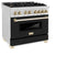 Autograph Edition 36 In. 4.6 Cu. Ft. Legacy Dual Fuel Range With 6 Burner Gas Cooktop And Electric Convection Oven In Satin Stainless Steel With Black Matte Door And Polished Gold Accents