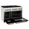 Autograph Edition 48 In. 6.0 Cu. Ft. Legacy Dual Fuel Range With 7 Burner Gas Cooktop And 2 Electric Ovens In Satin Stainless Steel With Black Matte Doors And Champagne Bronze Accents
