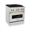 Autograph Edition 30 In. 4.0 Cu. Ft. Legacy Dual Fuel Range With 4 Burner Gas Cooktop And Electric Convection Oven In Satin Stainless Steel And Polished Gold Accents