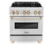 Autograph Edition 30 In. 4.0 Cu. Ft. Legacy Dual Fuel Range With 4 Burner Gas Cooktop And Electric Convection Oven In Satin Stainless Steel And Polished Gold Accents