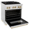 Autograph Edition 30 In. 4.0 Cu. Ft. Legacy Dual Fuel Range With 4 Burner Gas Cooktop And Electric Convection Oven In Satin Stainless Steel And Polished Gold Accents