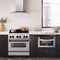 Autograph Edition 30 In. 4.0 Cu. Ft. Legacy Dual Fuel Range With 4 Burner Gas Cooktop And Electric Convection Oven In Satin Stainless Steel And Matte Black Accents