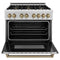 Autograph Edition 36 In. 4.6 Cu. Ft. Legacy Dual Fuel Range With 6 Burner Gas Cooktop And Electric Convection Oven In Satin Stainless Steel And Champagne Bronze Accents