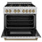 Autograph Edition 36 In. 4.6 Cu. Ft. Legacy Dual Fuel Range With 6 Burner Gas Cooktop And Electric Convection Oven In Satin Stainless Steel And Champagne Bronze Accents