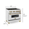 Autograph Edition 36 In. 4.6 Cu. Ft. Legacy Dual Fuel Range With 6 Burner Gas Cooktop And Electric Convection Oven In Satin Stainless Steel And Champagne Bronze Accents