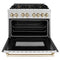 Autograph Edition 36 In. 4.6 Cu. Ft. Legacy Dual Fuel Range With 6 Burner Gas Cooktop And Electric Convection Oven In Satin Stainless Steel And Polished Gold Accents