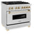 Autograph Edition 36 In. 4.6 Cu. Ft. Legacy Dual Fuel Range With 6 Burner Gas Cooktop And Electric Convection Oven In Satin Stainless Steel And Polished Gold Accents
