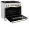 Autograph Edition 36 In. 4.6 Cu. Ft. Legacy Dual Fuel Range With 6 Burner Gas Cooktop And Electric Convection Oven In Satin Stainless Steel And Polished Gold Accents