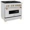 Autograph Edition 36 In. 4.6 Cu. Ft. Legacy Dual Fuel Range With 6 Burner Gas Cooktop And Electric Convection Oven In Satin Stainless Steel And Polished Gold Accents