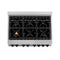 Autograph Edition 36 In. 4.6 Cu. Ft. Legacy Dual Fuel Range With 6 Burner Gas Cooktop And Electric Convection Oven In Satin Stainless Steel And Matte Black Accents