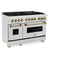 Autograph Edition 48 In. 6.0 Cu. Ft. Legacy Dual Fuel Range With 7 Burner Gas Cooktop And 2 Electric Ovens In Satin Stainless Steel And Champagne Bronze Accents