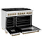 Autograph Edition 48 In. 6.0 Cu. Ft. Legacy Dual Fuel Range With 7 Burner Gas Cooktop And 2 Electric Ovens In Satin Stainless Steel And Champagne Bronze Accents
