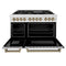 Autograph Edition 48 In. 6.0 Cu. Ft. Legacy Dual Fuel Range With 7 Burner Gas Cooktop And 2 Electric Ovens In Satin Stainless Steel And Champagne Bronze Accents