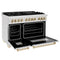 Autograph Edition 48 In. 6.0 Cu. Ft. Legacy Dual Fuel Range With 7 Burner Gas Cooktop And 2 Electric Ovens In Satin Stainless Steel And Polished Gold Accents