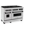 Autograph Edition 48 In. 6.0 Cu. Ft. Legacy Dual Fuel Range With 7 Burner Gas Cooktop And 2 Electric Ovens In Satin Stainless Steel And Matte Black Accents