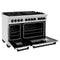 Autograph Edition 48 In. 6.0 Cu. Ft. Legacy Dual Fuel Range With 7 Burner Gas Cooktop And 2 Electric Ovens In Satin Stainless Steel And Matte Black Accents