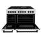 Autograph Edition 48 In. 6.0 Cu. Ft. Legacy Dual Fuel Range With 7 Burner Gas Cooktop And 2 Electric Ovens In Satin Stainless Steel And Matte Black Accents