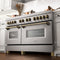 Autograph Edition 60 In. 7.4 Cu. Ft. Legacy Dual Fuel Range With 9 Burner Gas Cooktop And 2 Electric Convection Ovens In Satin Stainless Steel And Champagne Bronze Accents