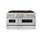 Autograph Edition 60 In. 7.4 Cu. Ft. Legacy Dual Fuel Range With 9 Burner Gas Cooktop And 2 Electric Convection Ovens In Satin Stainless Steel And Polished Gold Accents