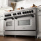 Autograph Edition 60 In. 7.4 Cu. Ft. Legacy Dual Fuel Range With 9 Burner Gas Cooktop And 2 Electric Convection Ovens In Satin Stainless Steel And Matte Black Accents
