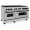 Autograph Edition 60 In. 7.4 Cu. Ft. Legacy Dual Fuel Range With 9 Burner Gas Cooktop And 2 Electric Convection Ovens In Satin Stainless Steel And Matte Black Accents