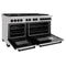 Autograph Edition 60 In. 7.4 Cu. Ft. Legacy Dual Fuel Range With 9 Burner Gas Cooktop And 2 Electric Convection Ovens In Satin Stainless Steel And Matte Black Accents