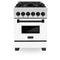 Autograph Edition 24 In. 2.8 Cu. Ft. Legacy Dual Fuel Range With 4 Burner Gas Cooktop And Electric Convection Oven In Satin Stainless Steel With White Matte Door And Matte Black Accents