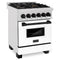 Autograph Edition 24 In. 2.8 Cu. Ft. Legacy Dual Fuel Range With 4 Burner Gas Cooktop And Electric Convection Oven In Satin Stainless Steel With White Matte Door And Matte Black Accents