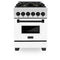 Autograph Edition 24 In. 2.8 Cu. Ft. Legacy Dual Fuel Range With 4 Burner Gas Cooktop And Electric Convection Oven In Satin Stainless Steel With White Matte Door And Matte Black Accents