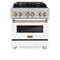 Autograph Edition 30 In. 4.0 Cu. Ft. Legacy Dual Fuel Range With 4 Burner Gas Cooktop And Electric Convection Oven In Satin Stainless Steel With White Matte Door And Champagne Bronze Accents