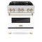 Autograph Edition 30 In. 4.0 Cu. Ft. Legacy Dual Fuel Range With 4 Burner Gas Cooktop And Electric Convection Oven In Satin Stainless Steel With White Matte Door And Polished Gold Accents