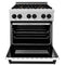Autograph Edition 30 In. 4.0 Cu. Ft. Legacy Dual Fuel Range With 4 Burner Gas Cooktop And Electric Convection Oven In Satin Stainless Steel With White Matte Door And Matte Black Accents