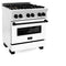Autograph Edition 30 In. 4.0 Cu. Ft. Legacy Dual Fuel Range With 4 Burner Gas Cooktop And Electric Convection Oven In Satin Stainless Steel With White Matte Door And Matte Black Accents