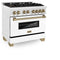 Autograph Edition 36 In. 4.6 Cu. Ft. Legacy Dual Fuel Range With 6 Burner Gas Cooktop And Electric Convection Oven In Satin Stainless Steel With White Matte Door And Champagne Bronze Accents
