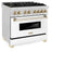 Autograph Edition 36 In. 4.6 Cu. Ft. Legacy Dual Fuel Range With 6 Burner Gas Cooktop And Electric Convection Oven In Satin Stainless Steel With White Matte Door And Polished Gold Accents
