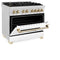 Autograph Edition 36 In. 4.6 Cu. Ft. Legacy Dual Fuel Range With 6 Burner Gas Cooktop And Electric Convection Oven In Satin Stainless Steel With White Matte Door And Polished Gold Accents