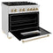Autograph Edition 36 In. 4.6 Cu. Ft. Legacy Dual Fuel Range With 6 Burner Gas Cooktop And Electric Convection Oven In Satin Stainless Steel With White Matte Door And Polished Gold Accents