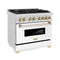 Autograph Edition 36 In. 4.6 Cu. Ft. Legacy Dual Fuel Range With 6 Burner Gas Cooktop And Electric Convection Oven In Satin Stainless Steel With White Matte Door And Polished Gold Accents