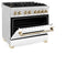 Autograph Edition 36 In. 4.6 Cu. Ft. Legacy Dual Fuel Range With 6 Burner Gas Cooktop And Electric Convection Oven In Satin Stainless Steel With White Matte Door And Polished Gold Accents
