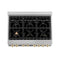 Autograph Edition 36 In. 4.6 Cu. Ft. Legacy Dual Fuel Range With 6 Burner Gas Cooktop And Electric Convection Oven In Satin Stainless Steel With White Matte Door And Polished Gold Accents